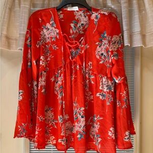 Floral Red Women's Top